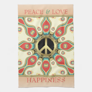 Peace Love Groovy Flower Tea Towel