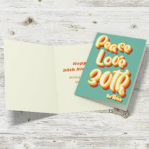 Peace Love Groovy Sunset Retro 30th Happy Birthday Card