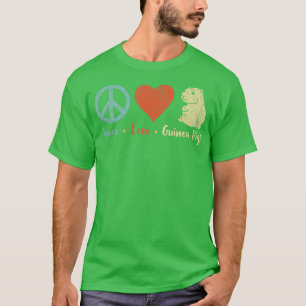 Peace Love Guinea Pigs Lover Wheek Retro T-Shirt