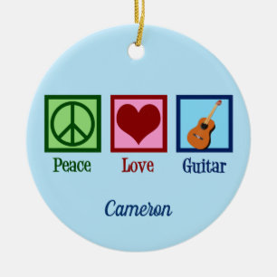 Peace Love Guitar Cute Custom Ceramic Tree Decoration