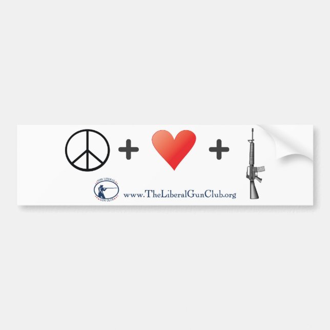 Peace + Love + Guns Bumper Sticker (Front)