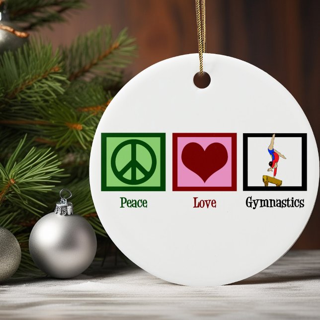 Peace Love Gymnastics Beautiful Gymnast Christmas Ceramic Tree Decoration (Creator Uploaded)