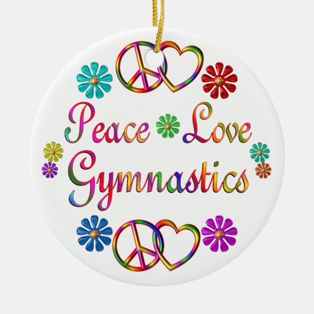 PEACE LOVE GYMNASTICS CERAMIC TREE DECORATION (Front)