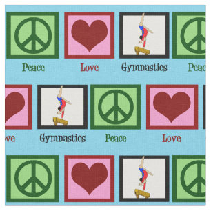 Peace Love Gymnastics Cute Gymnast Fabric