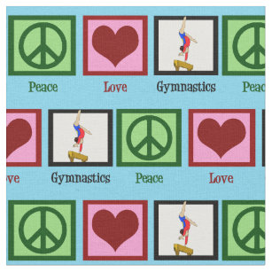 Peace Love Gymnastics Cute Gymnast Fabric