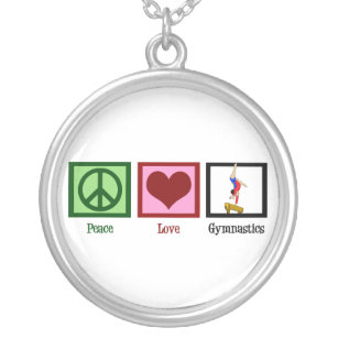Peace Love Gymnastics Silver Plated Necklace