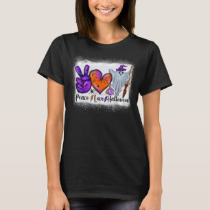 Peace Love Halloween Bleached Ghost Men Women Kids T-Shirt