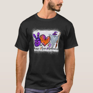 Peace Love Halloween Bleached Ghost Men Women Kids T-Shirt