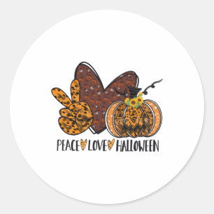 Peace love Halloween Classic Round Sticker