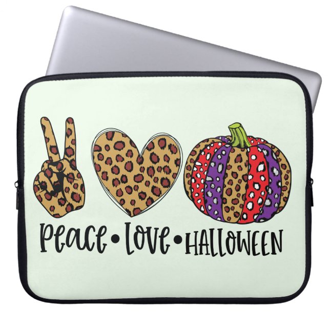 Peace Love Halloween Laptop Sleeve (Front)
