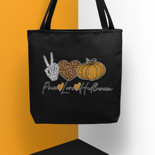 Peace Love Halloween Tote Bag