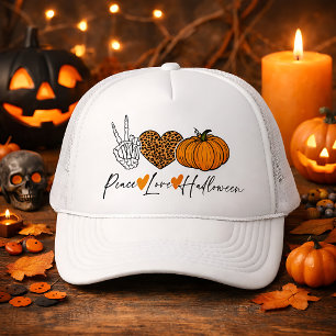 Peace Love Halloween Trucker Hat