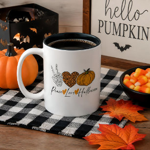 Peace Love Halloween Two-Tone Coffee Mug