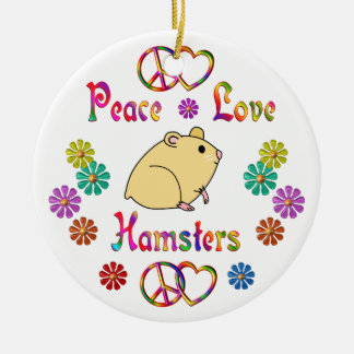 PEACE LOVE HAMSTERS CERAMIC TREE DECORATION