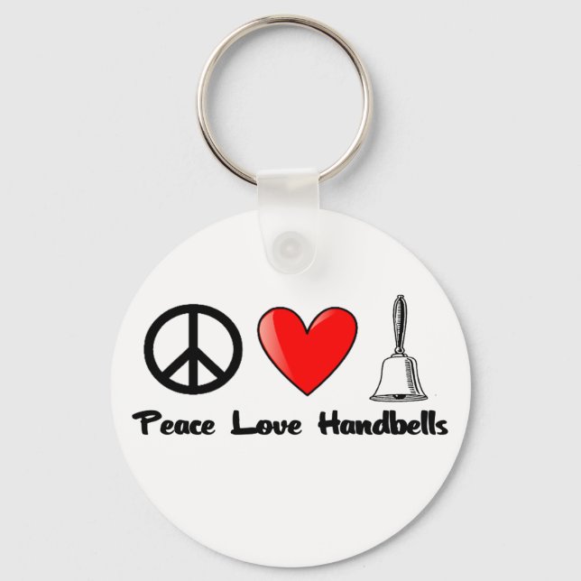 Peace, Love, Handbells Key Ring (Front)