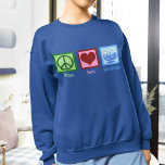 Peace Love Hanukkah<br><div class="desc">Peace Love Hanukkah sweatshirt for a Jewish woman who likes to celebrate Chanukah. A pretty peace sign, heart, and a beautiful menorah.</div>