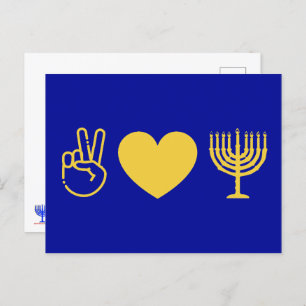 Peace Love & Hanukkah   Gold Version  Postcard
