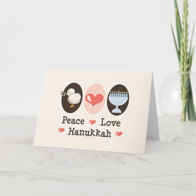 Peace Love Hanukkah Greeting Cards (Front)