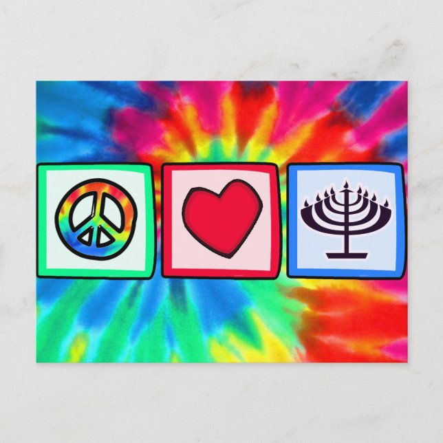 Peace, Love, Hanukkah Holiday Postcard (Front)