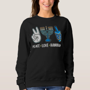 Peace Love Hanukkah Jewish Menorah Chanukah Retro Sweatshirt