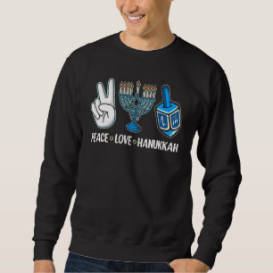 Peace Love Hanukkah Jewish Menorah Chanukah Retro Sweatshirt