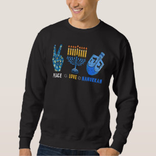 Peace Love Hanukkah Jewish Menorah Chanukah Retro Sweatshirt