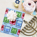 Peace Love Hanukkah Pattern Light Blue Chanukah Wrapping Paper Sheet<br><div class="desc">Peace Love Hanukkah wrapping paper in light blue for a Jewish person who likes to celebrate Chanukah. A pretty peace sign,  heart,  and a beautiful menorah in a cute pattern for the holiday.</div>