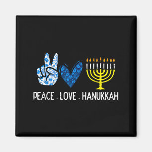 Peace Love Hanukkah Retro Chanukah Jewish Men Wome Magnet