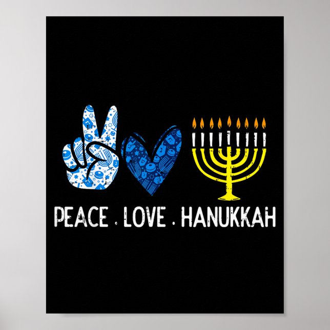 Peace Love Hanukkah Retro Chanukah Jewish Men Wome Poster (Front)