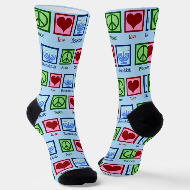 Peace Love Hanukkah Socks (Angled)