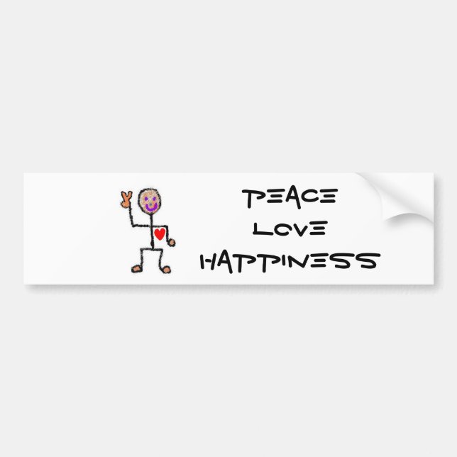 Peace Love Happiness Bumper Sticker (Front)