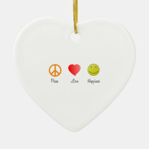 Peace Love Happiness Ceramic Tree Decoration