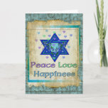 Peace Love Happiness Holiday Card<br><div class="desc">Hearts,  Star of David,  and the words "Peace Love Happiness" are a lovely way to say Happy Hanukkah.</div>