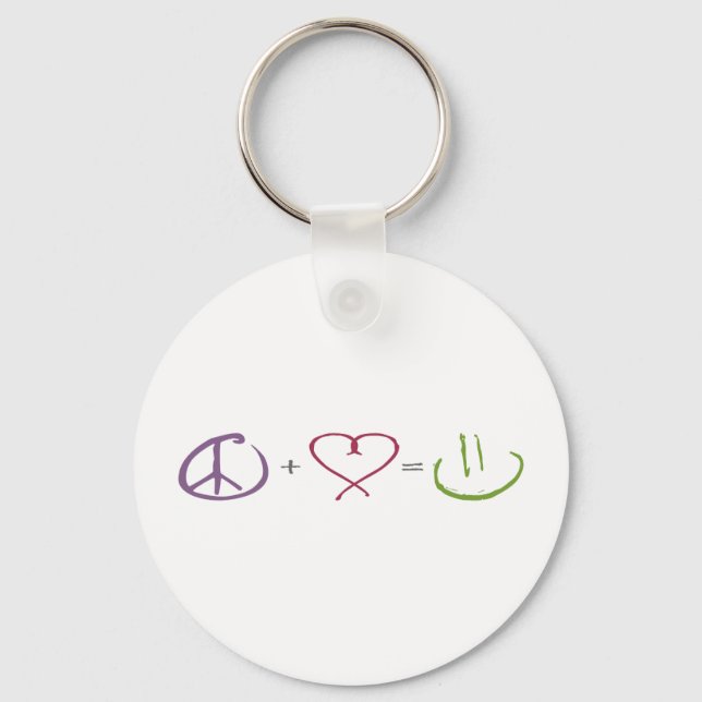 Peace + Love = Happiness Key Ring (Front)
