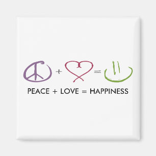 Peace + Love = Happiness Magnet