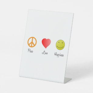 Peace Love Happiness Pedestal Sign