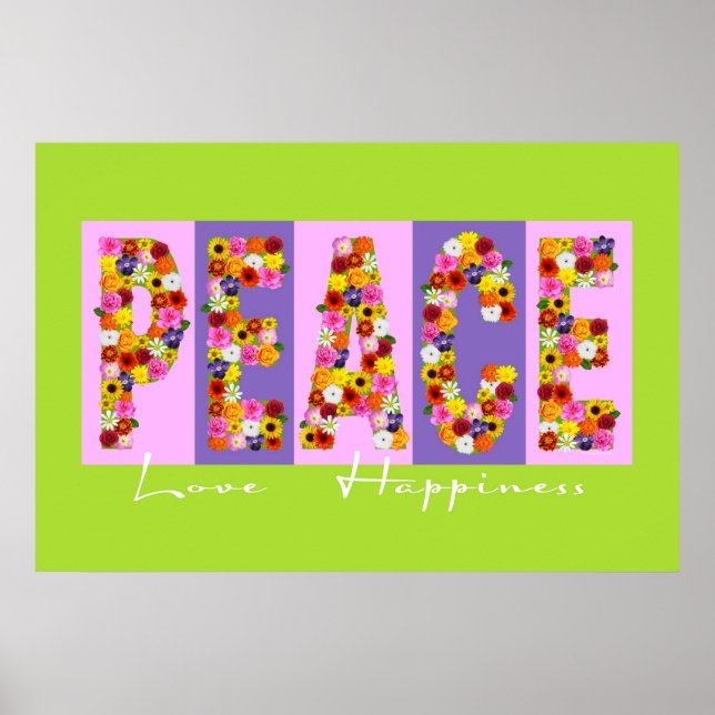 Peace, Love, Happiness Poster (Front)