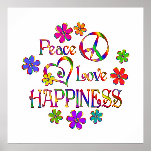 Peace Love Happiness Poster (Front)