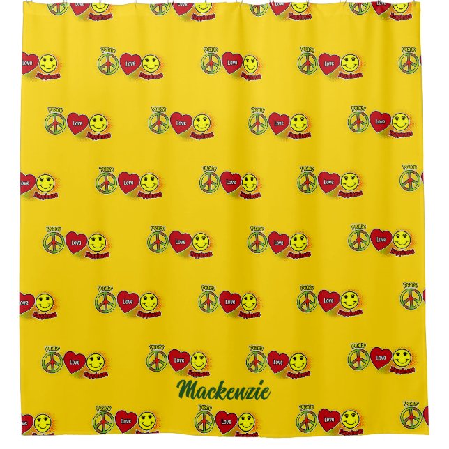 Peace Love Happiness Shower Curtain (Front)