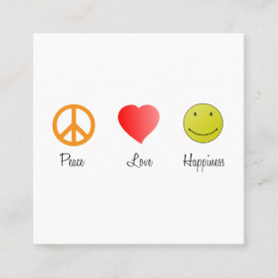 Peace Love Happiness Symbols Square Business Card