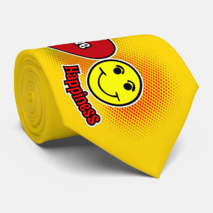 Peace Love Happiness Symbols with Name on YELLOW Tie