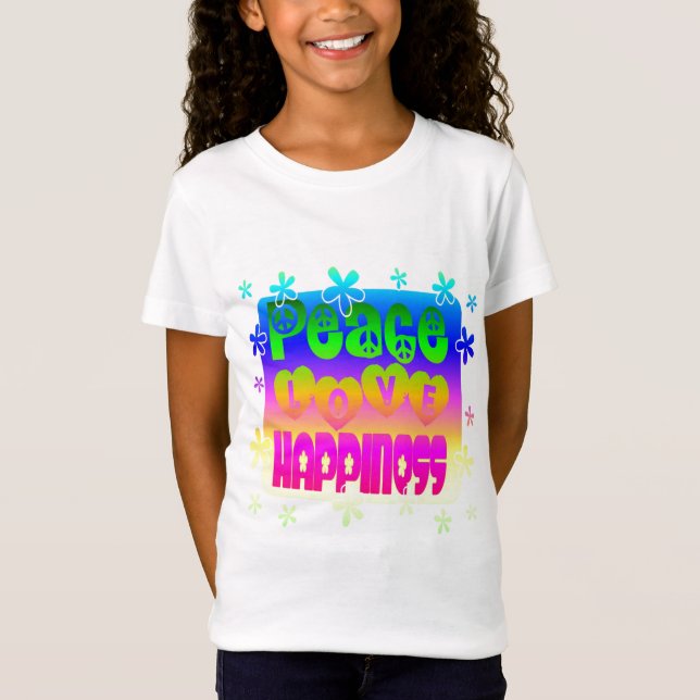 Peace, Love, Happiness T-Shirt (Front)
