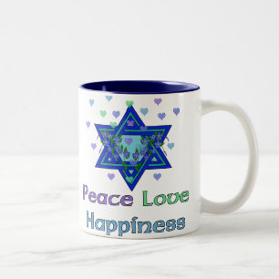 Peace Love Happiness Two-Tone Coffee Mug