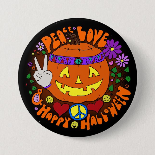 Peace, Love, & Happy Halloween! Designer Button (Front)