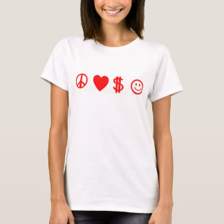 PEACE LOVE HAPPY MONEY women's long sleeve t-shirt