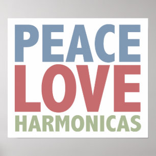 Peace Love Harmonicas Poster