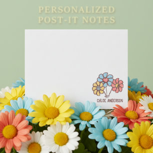 Peace Love Harmony 60s Retro Daisies with Name Post-it Notes