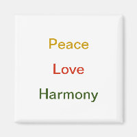 Peace Love Harmony gold red green
