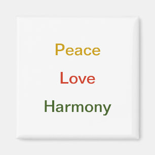 Peace Love Harmony gold red green Magnet