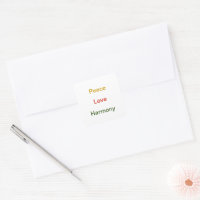 Peace Love Harmony gold red green